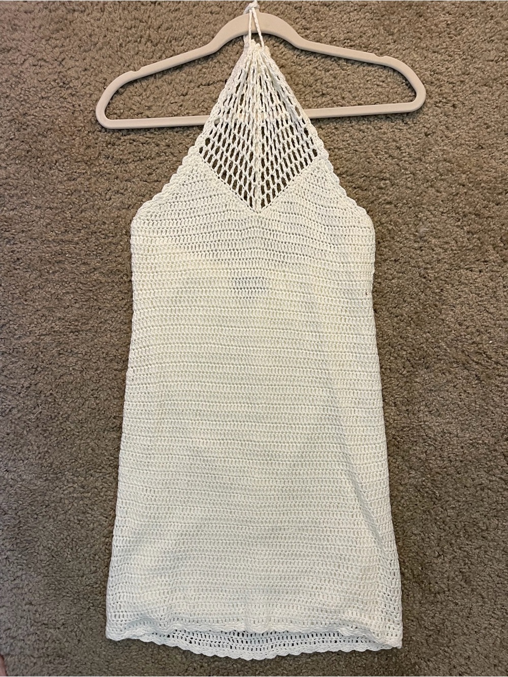 Vici Cream Crochet Halter Coverup